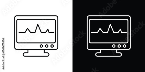 EKG monitor icon Design concept. Black and white line icons