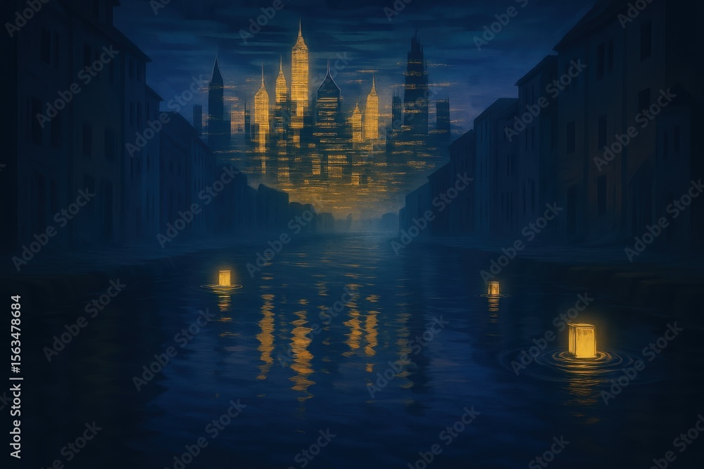 Fototapeta premium Lucid Reflection in the Parallel Canal