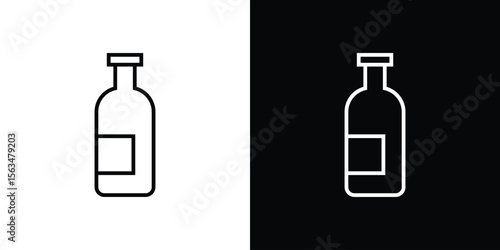 Gin icon Design concept. Black and white line icons