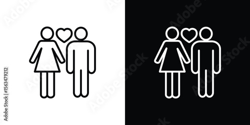Girlfriend icon Design concept. Black and white line icons