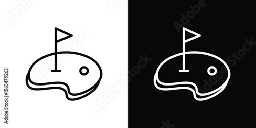 Golf yard icon Design concept. Black and white line icons