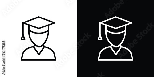 Graduated icon Design concept. Black and white line icons