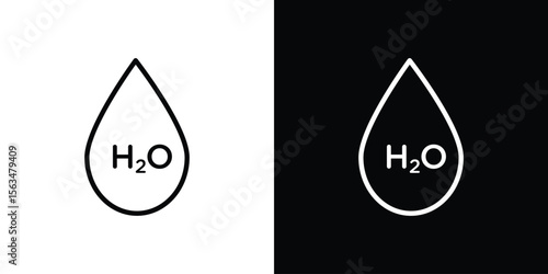 H2o icon Design concept. Black and white line icons