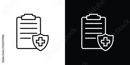 Health insurance icon Design concept. Black and white line icons