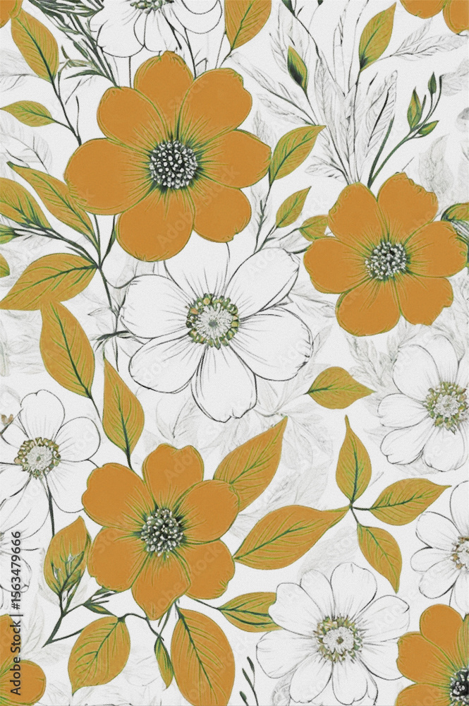 All Over Botanical Pattern with Soft Color Harmony All Over Botanical Pattern with Soft Color Harmony