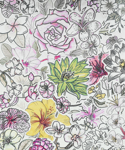 Wallpaper Mural All Over Botanical Pattern with Soft Color Harmony Torontodigital.ca