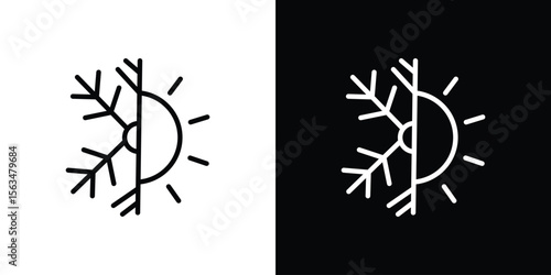 Hot and cold icon Design concept. Black and white line icons