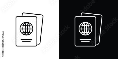 Immigration icon Design concept. Black and white line icons
