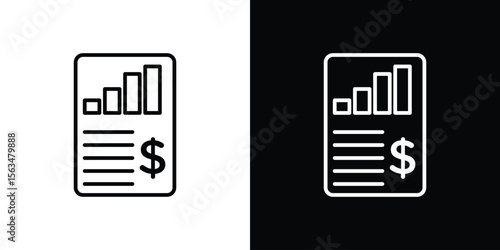 Income statement icon Design concept. Black and white line icons
