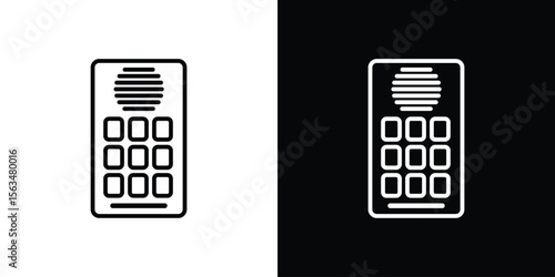 Intercom icon Design concept. Black and white line icons
