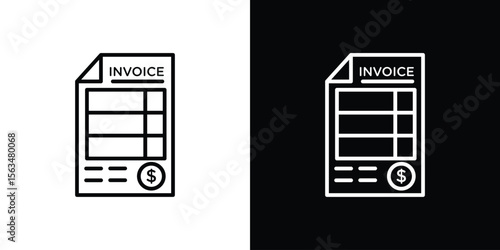 Invoice icon Design concept. Black and white line icons