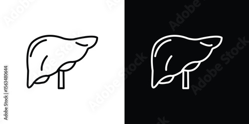 Liver icon Design concept. Black and white line icons