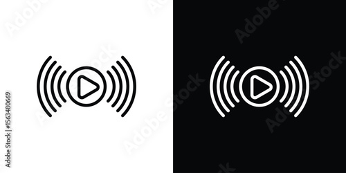 Livestream icon Design concept. Black and white line icons