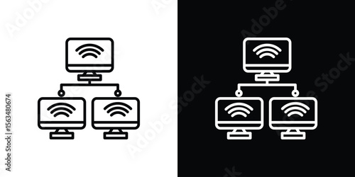 Local network icon Design concept. Black and white line icons