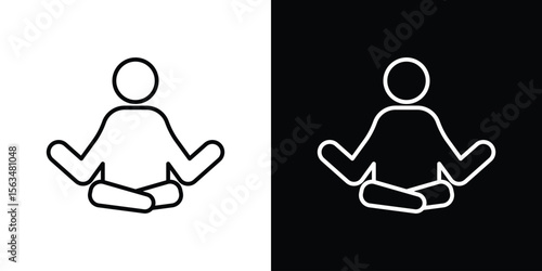 Meditating icon Design concept. Black and white line icons