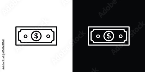Money icon Design concept. Black and white line icons