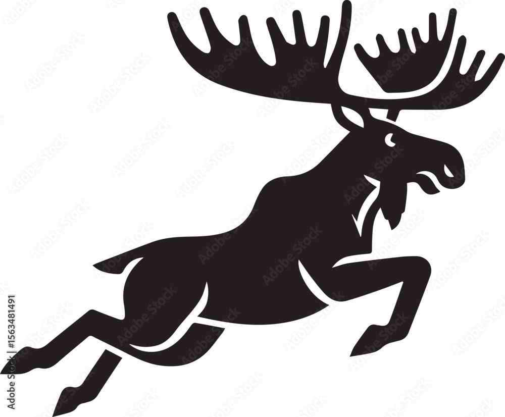 Fototapeta premium Moose Vector In Black and White