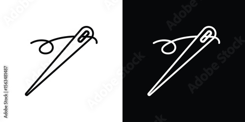 Needle icon Design concept. Black and white line icons