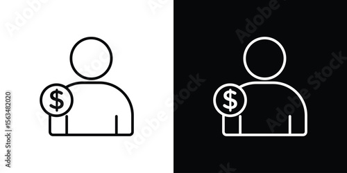 Personal loan icon Design concept. Black and white line icons