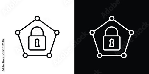 Private network icon Design concept. Black and white line icons