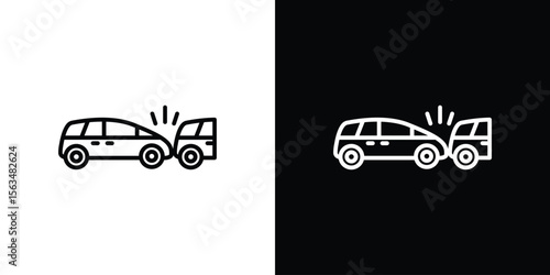 Rear end collision icon Design concept. Black and white line icons