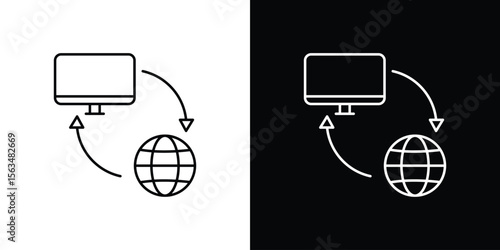 Remote Access icon Design concept. Black and white line icons