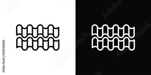 Roof tile icon Design concept. Black and white line icons