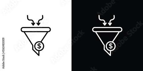 Sales funnel icon Design concept. Black and white line icons