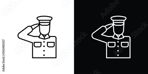Salute icon Design concept. Black and white line icons