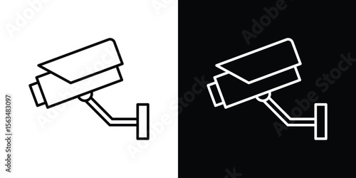 Security camera icon Design concept. Black and white line icons