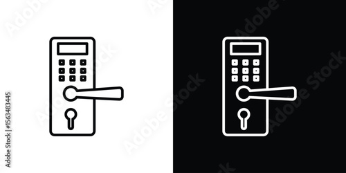 Smart lock icon Design concept. Black and white line icons