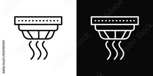 Smoke detector icon Design concept. Black and white line icons