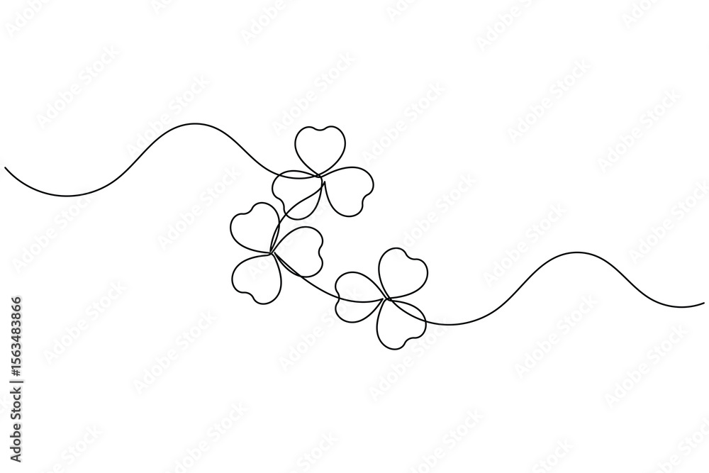 Obraz premium Continuous line shamrock vector with clover shape outline suitable for modern decoration