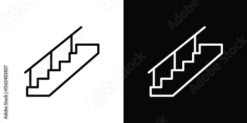 Stairs icon Design concept. Black and white line icons