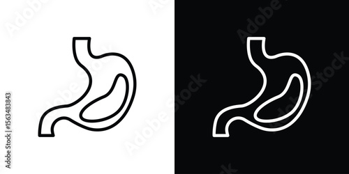 Stomach with Liquids icon Design concept. Black and white line icons