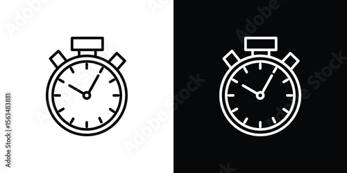 Stopwatch icon Design concept. Black and white line icons