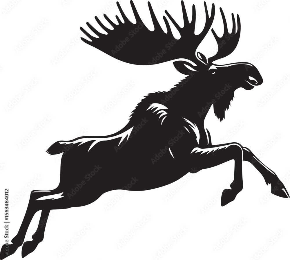 Fototapeta premium Moose Vector In Black and White