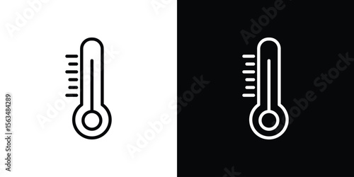 Thermometer icon Design concept. Black and white line icons