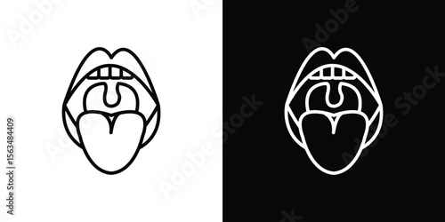 Tonsillitis icon Design concept. Black and white line icons