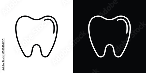 Tooth icon Design concept. Black and white line icons