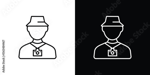 Tourist Guide icon Design concept. Black and white line icons