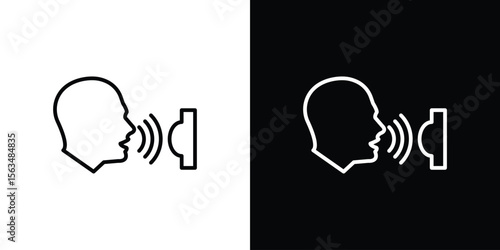 Voice control icon Design concept. Black and white line icons