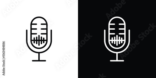 Voice recognition icon Design concept. Black and white line icons