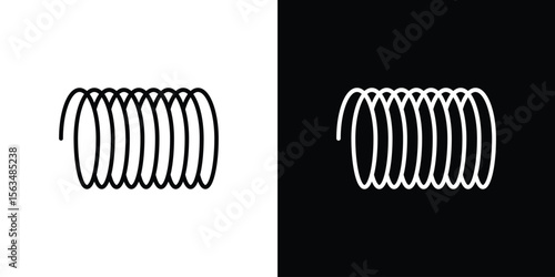 Wire coil icon Design concept. Black and white line icons