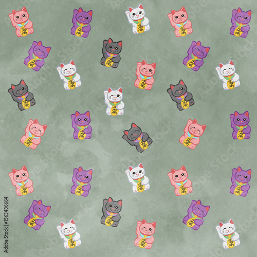 Cute Mankineko pattern Green Ver