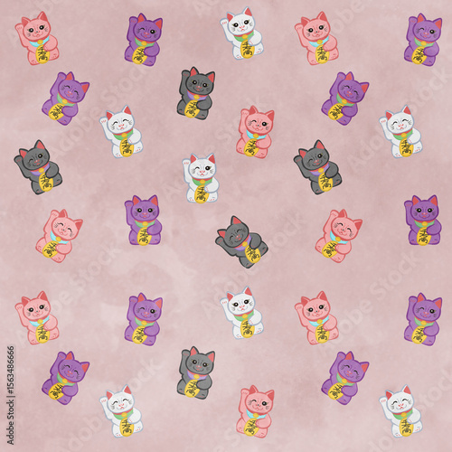 Cute Mankineko pattern Pink Ver