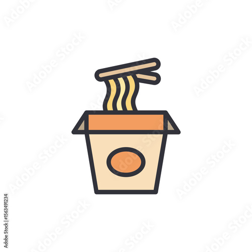 Delicious Noodles In A Takeout Container With Chopsticks On Top