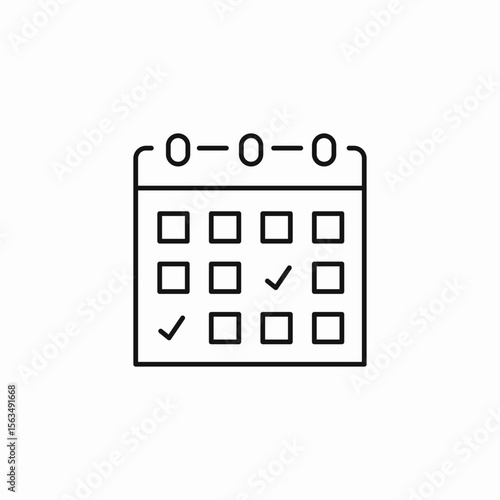 calendar with checks icon sign vector