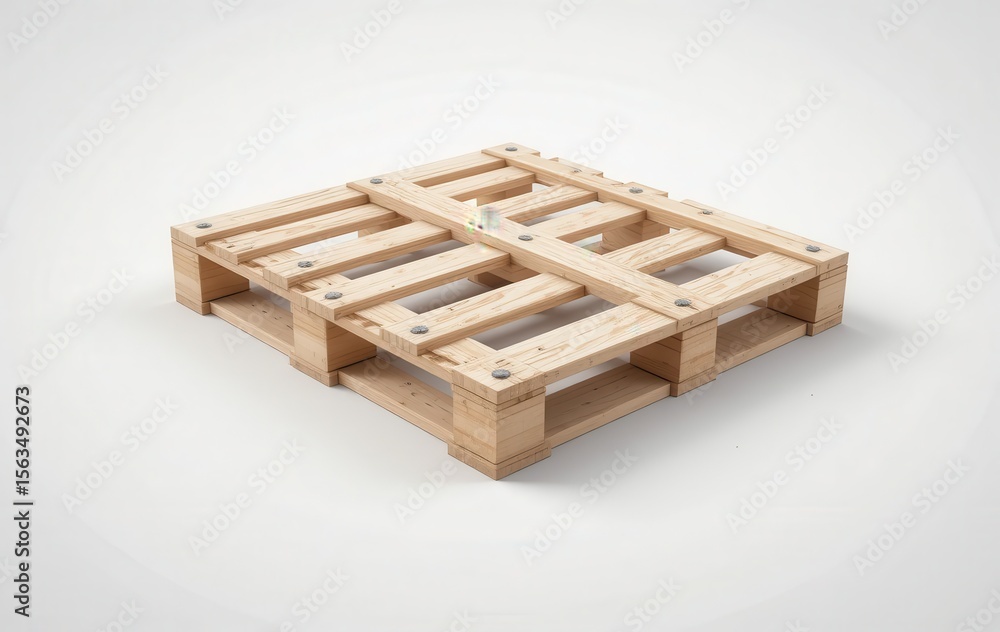 Wooden Pallet Isolated Against White Backdrop For Shipping and Storage Uses Wooden Pallet Isolated Against White Backdrop For Shipping and Storage Uses