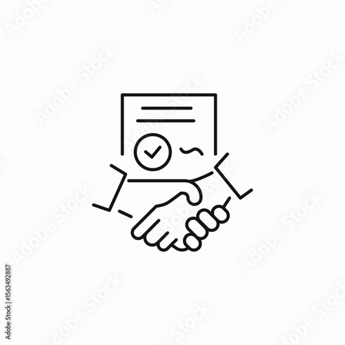handshake document deal icon sign vector